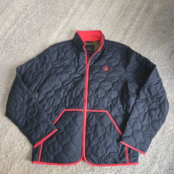 Brooks Brothers Quilted Barn Jacket Coat Blue Size Large Lined Men’s Puffer - Picture 1 of 8